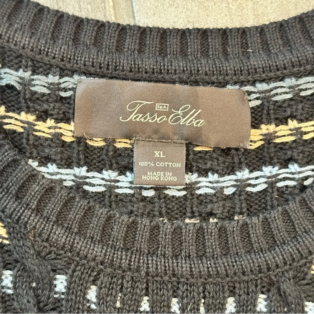 100% cotton Vintage Tasso Elba 90s Textured Woven Knit Sweater XL Hong Kong